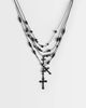 Reclaimed Vintage Reclaimed Vintage black beaded multi row necklace with crosses - 1