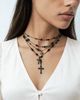 Reclaimed Vintage Reclaimed Vintage black beaded multi row necklace with crosses - 2