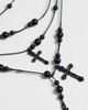 Reclaimed Vintage Reclaimed Vintage black beaded multi row necklace with crosses - 4