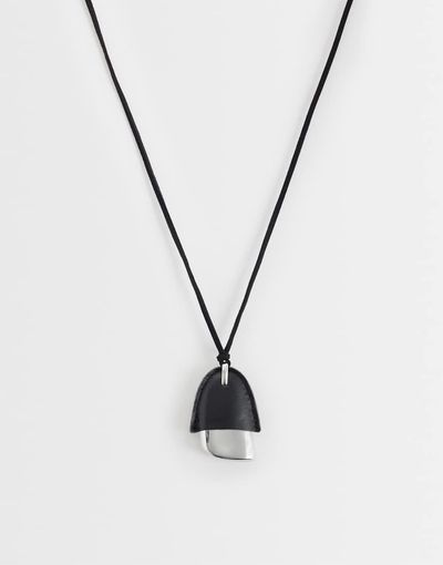 Reclaimed Vintage Reclaimed Vintage black PU longline necklace with silver pendant