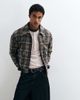 Reclaimed Vintage Reclaimed Vintage boxy check zip through jacket with rib cuff detail-Brown - 1