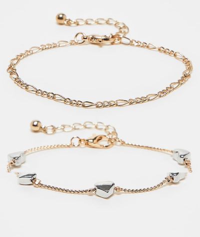Reclaimed Vintage Reclaimed Vintage bracelet chain 2 pack with hearts in gold
