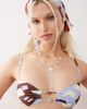 Reclaimed Vintage Reclaimed Vintage bralet bikini top with cutouts and beads in brown and blue geo print-Multi - 1