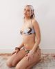 Reclaimed Vintage Reclaimed Vintage bralet bikini top with cutouts and beads in brown and blue geo print-Multi - 2