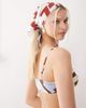 Reclaimed Vintage Reclaimed Vintage bralet bikini top with cutouts and beads in brown and blue geo print-Multi - 3