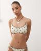 Reclaimed Vintage Reclaimed Vintage bralet bikini top with frills in chocolate heart print-Neutral - 3