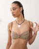 Reclaimed Vintage Reclaimed Vintage bralet bikini top with knot in spliced chocolate stripe-Brown - 1