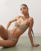 Reclaimed Vintage Reclaimed Vintage bralet bikini top with knot in spliced chocolate stripe-Brown - 2