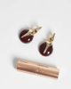 Reclaimed Vintage Reclaimed Vintage brown pendant drop earrings in gold - 2