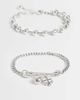 Reclaimed Vintage Reclaimed Vintage burnished silver bracelet two pack with safety pin and charms - 1