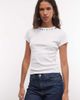Reclaimed Vintage Reclaimed Vintage button detail heavy weight T-shirt in ecru-White - 1