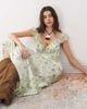Reclaimed Vintage Reclaimed Vintage cami maxi dress with flutter sleeves in green floral print-Multi - 1