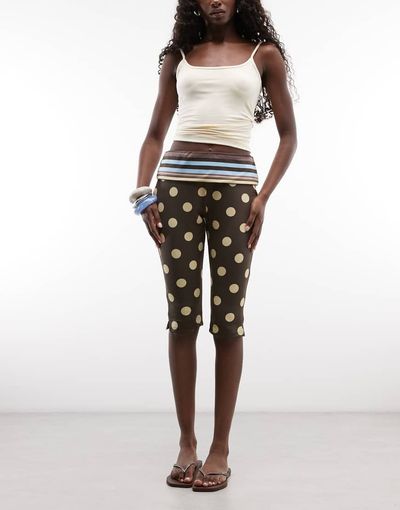 Reclaimed Vintage Reclaimed Vintage capri pants in brown polka dots - part of a set-Multi