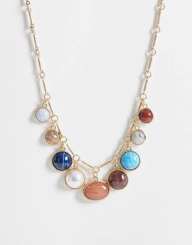 Reclaimed Vintage Reclaimed Vintage charm necklace with gem stone in gold
