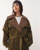 Reclaimed Vintage Reclaimed Vintage check lined trench coat with belt in khaki-Brown - 2
