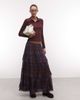 Reclaimed Vintage Reclaimed Vintage chiffon check maxi skirt-Blue - 1