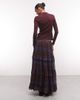 Reclaimed Vintage Reclaimed Vintage chiffon check maxi skirt-Blue - 3