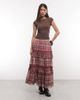 Reclaimed Vintage Reclaimed vintage chiffon check maxi skirt-Pink - 1