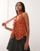 Reclaimed Vintage Reclaimed Vintage chiffon floral print ruffle tie front blouse with matching scarf in brown - 1
