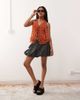 Reclaimed Vintage Reclaimed Vintage chiffon floral print ruffle tie front blouse with matching scarf in brown - 3