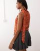 Reclaimed Vintage Reclaimed Vintage chiffon floral print ruffle tie front blouse with matching scarf in brown - 4