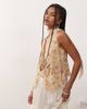 Reclaimed Vintage Reclaimed Vintage chiffon floral print ruffle tie front blouse with matching scarf in butter yellow - 1