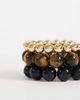 Reclaimed Vintage Reclaimed Vintage chunky three pack of bracelets in tigers eye, black and gold-Brown - 3