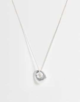 Reclaimed Vintage Reclaimed Vintage circle pendant chain necklace in silver