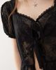 Reclaimed Vintage Reclaimed Vintage cotton lace insert tie front blouse in black - 3