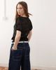 Reclaimed Vintage Reclaimed Vintage cotton lace insert tie front blouse in black - 4