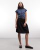 Reclaimed Vintage Reclaimed Vintage cotton poplin awkward length skirt in black - 2