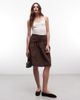 Reclaimed Vintage Reclaimed Vintage cotton poplin awkward length skirt in brown - 1