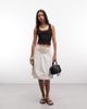 Reclaimed Vintage Reclaimed Vintage cotton poplin awkward length skirt in ivory-White - 1