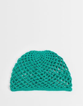 Reclaimed Vintage Reclaimed Vintage crochet beanie in jade green-Red