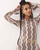 Reclaimed Vintage Reclaimed Vintage crochet flare sleeve festival mini dress in multi stripe - 3
