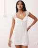 Reclaimed Vintage Reclaimed Vintage crochet mini beach dress with flutter sleeves in white-Green - 4