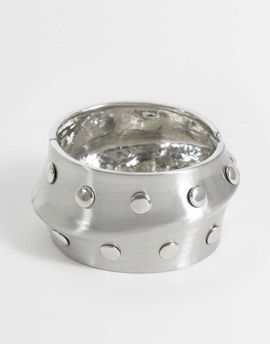 Reclaimed Vintage Reclaimed Vintage cuff bangle with stud detailing-Silver