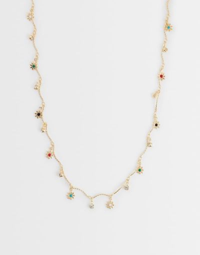 Reclaimed Vintage Reclaimed Vintage dainty necklace with floral charms in gold