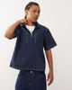 Reclaimed Vintage Reclaimed Vintage denim boxy shirt with zip detail in blue pinstripes - part of a set - 1