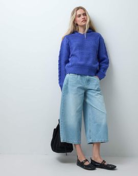 Reclaimed Vintage Reclaimed Vintage denim culotte jort in light wash-Blue