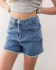 Reclaimed Vintage Reclaimed Vintage denim high waisted mom shorts with raw hem in mid blue wash - 3