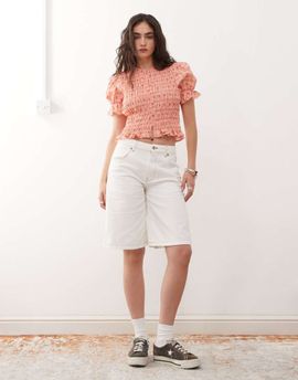 Reclaimed Vintage Reclaimed Vintage denim jorts in ecru-White