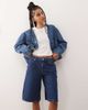 Reclaimed Vintage Reclaimed Vintage denim jorts in mid blue wash - 1
