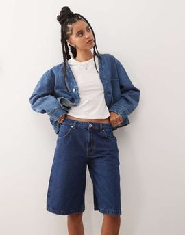 Reclaimed Vintage Reclaimed Vintage denim jorts in mid blue wash