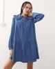 Reclaimed Vintage Reclaimed Vintage denim mini smock dress with oversized peter pan collar in midwash blue - 1