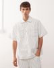 Reclaimed Vintage Reclaimed Vintage denim pinstripe boxy shirt with zip detail in white and brown - part of a set - 1