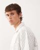 Reclaimed Vintage Reclaimed Vintage denim pinstripe boxy shirt with zip detail in white and brown - part of a set - 4