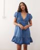 Reclaimed Vintage Reclaimed Vintage denim smock mini dress with puff sleeves in midwash blue - 1