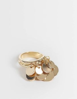 Reclaimed Vintage Reclaimed Vintage disc charm ring in gold tone