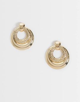 Reclaimed Vintage Reclaimed Vintage door knocker statement earrings in gold tone